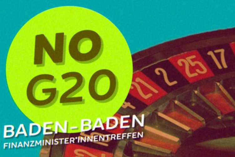Demonstration gegen das G20-Finanzministertreffen in Baden-Baden