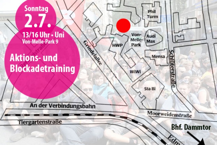 Aktionstrainings gegen den G20-Gipfel in Hamburg am 2.7.