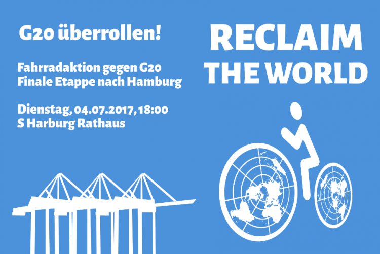 G20 überrollen - Aktionsbanner Hamburg